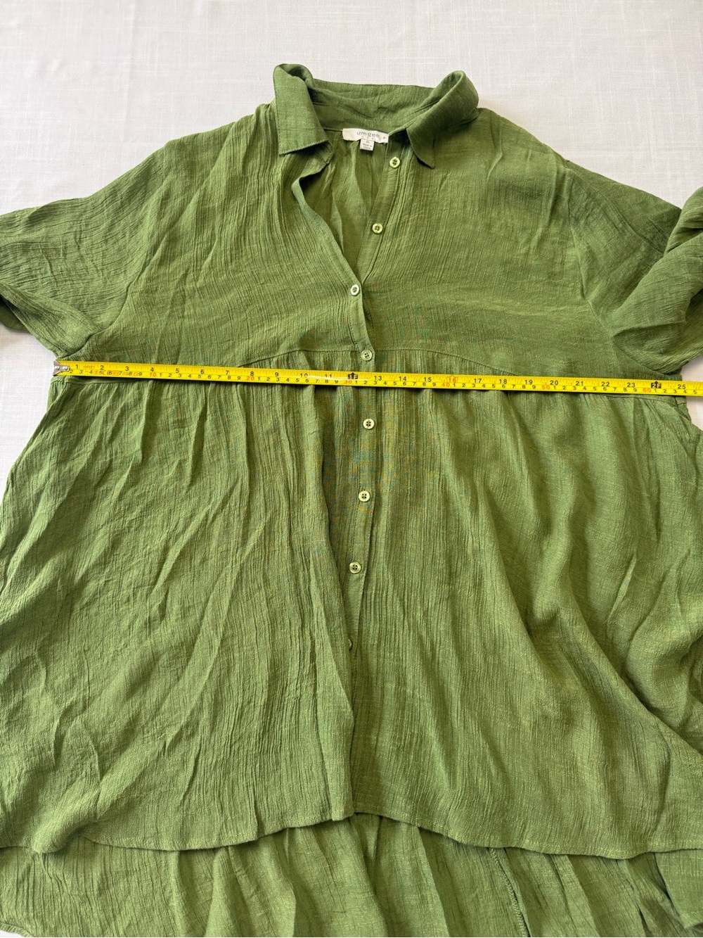 Umgee Plus Olive Green Button-down Shirt Hi-low Hem Tunic Size XL - Picture 5 of 7